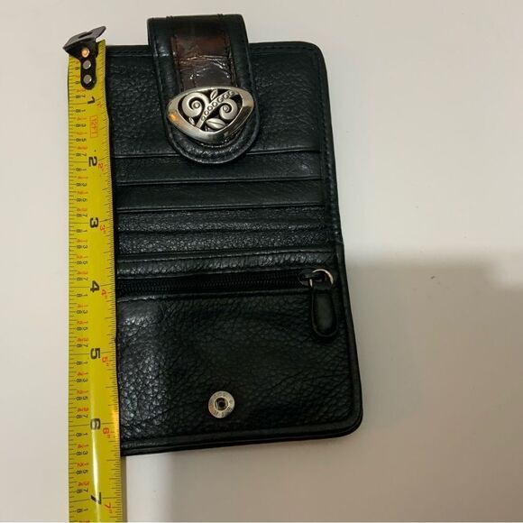 Brighton Black Pebbled Leather & Brown Croc Embossed Crossbody Wallet Organizer - Picture 5 of 14